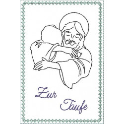 Stickdatei ITH - Postkarte Jesus Taufe